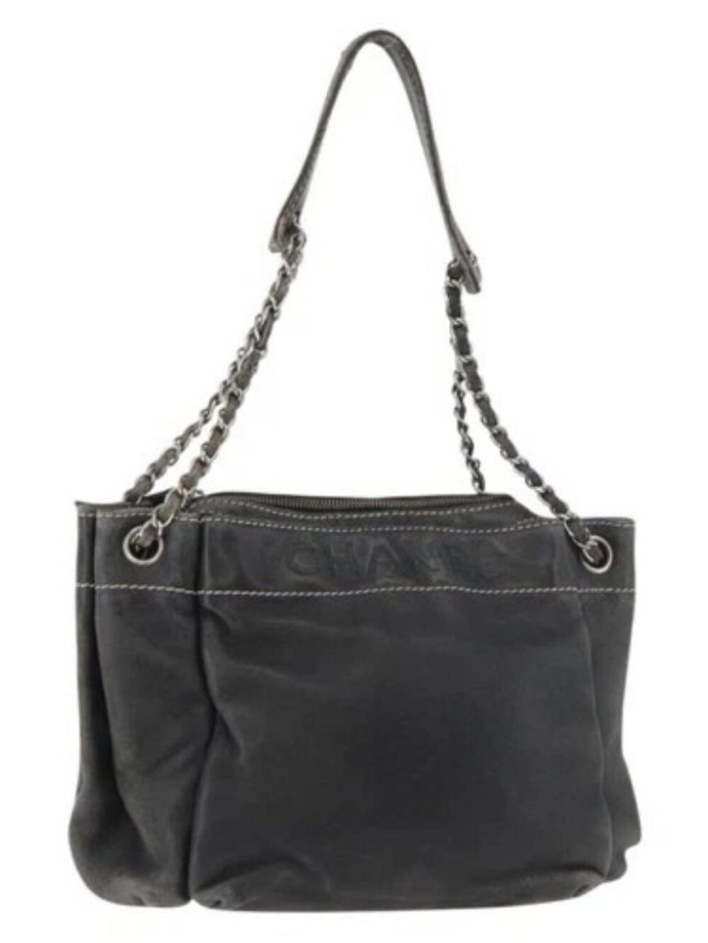 CHANEL Chain Shoulder Bag Lamb Skin Black CC Auth BA13139